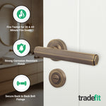 Moreno Antique Brass Lever on Rose Door Handle Kit - Medium Duty FD30/60 - 80mm Bathroom Lock - tradefit - 2