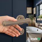 Moreno Antique Brass Lever on Rose Door Handle Kit - 64mm Bathroom Lock - tradefit - 6