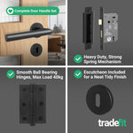 Mitre Lever on Rose Matt Black Door Handle Kit - Medium Duty - 64mm Sashlock - tradefit - 5