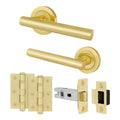 Olbia Satin Brass Lever on Rose Door Handle Pack - 76mm Latch