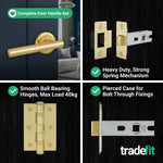Olbia Satin Brass Lever on Rose Door Handle Pack - 76mm Latch - 9