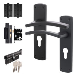 Euroda - Plus Black Door Handle Pack - Euro Lock & Thumbturn Cylinder - tradefit