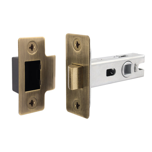 3 inch/76mm Tubular Latch Bolt Through - 57mm Backset - Antique Brass - tradefit