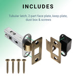 3 inch/76mm Tubular Latch Bolt Through - 57mm Backset - Antique Brass - tradefit - 5