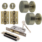 Tangier Antique Brass Mortice Door Knob Kit - 80mm Sashlock - tradefit - 1