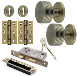 Tangier Antique Brass Mortice Door Knob Kit - 80mm Sashlock - tradefit
