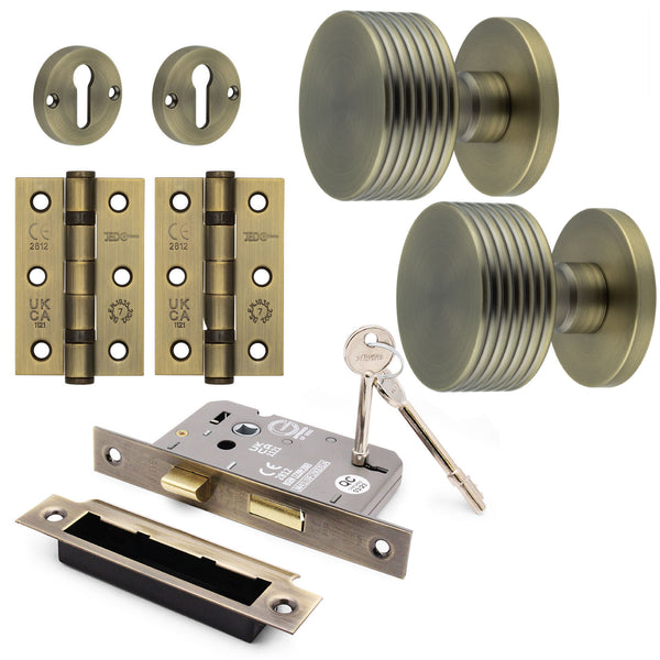 Tangier Antique Brass Mortice Door Knob Kit - 80mm Sashlock - tradefit - Featured Image