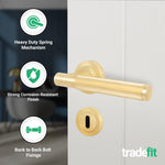 Aurora Satin Brass Lever on Rose Door Handle Kit - Sashlock - tradefit - 2