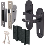Victorian Rectory Matt Black Lever Door Handle Pack - BS3621 5 Lever Lock - tradefit - 1