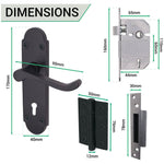 Victorian Rectory Matt Black Lever Door Handle Pack - BS3621 5 Lever Lock - tradefit - 4