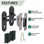 Victorian Rectory Matt Black Lever Door Handle Pack - BS3621 5 Lever Lock - tradefit - 3