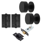 Nador Matt Black Mortice Door Knob Kit - 76mm Latch - tradefit - 1