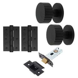 Nador Matt Black Mortice Door Knob Kit - 76mm Latch - tradefit