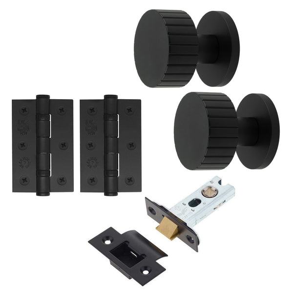 Nador Matt Black Mortice Door Knob Kit - 76mm Latch - tradefit - Featured Image