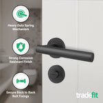 Vigo Lever on Rose Matt Black Door Handle Kit - Medium Duty - 64mm Bathroom Lock - tradefit - 4