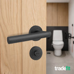 Vigo Lever on Rose Matt Black Door Handle Kit - Medium Duty - 80mm Bathroom Lock - tradefit - 6