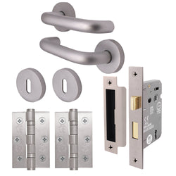 Return To Door Lever on Rose - 19 x 52mm - Satin Aluminium - 19mm 3 Lever Lock Pack - tradefit