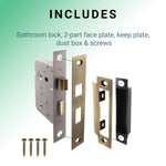 Mortice Fire Rated Bathroom Lock - 64mm Case Size - 44mm Backset - Antique Brass - tradefit - 5