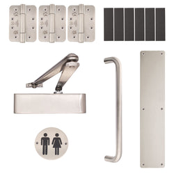 Fire Door Kit - Unisex Toilet Entrance - Severe Duty - Satin Stainless Steel - tradefit