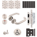 Fire Door Kit - Lift To Lock Cubicle Kit - Heavy Duty - Satin Stainless Steel - tradefit - 1