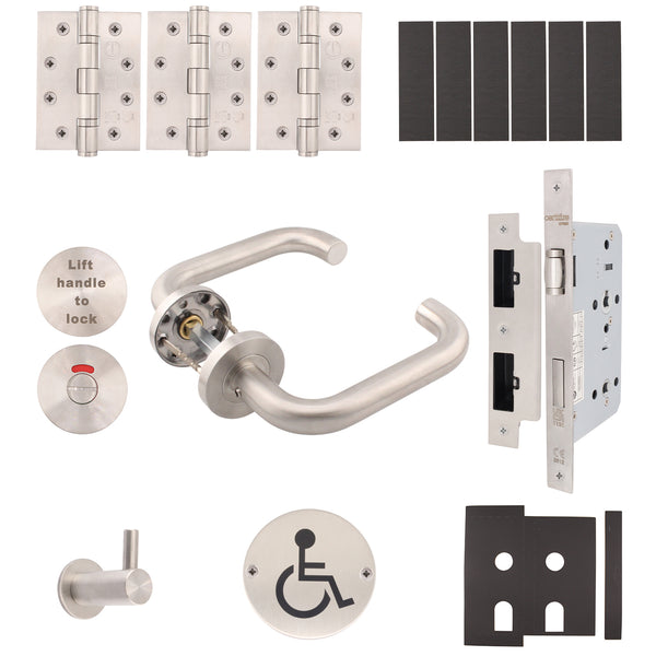Fire Door Kit - Lift To Lock Cubicle Kit - Heavy Duty - Satin Stainless Steel - tradefit - Featured Image