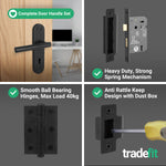 Olbia Matt Black Lever on Backplate Door Handle Pack – 64mm Sashlock - tradefit - 5