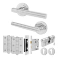 Olbia Polished Chrome Lever on Rose Door Handle Kit - 80mm Euro Sashlock and Double Cylinder - Master Keyed