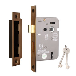 Mortice Fire Rated Sashlock - 80mm Case Size - 57mm Backset - Bronze - tradefit