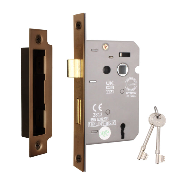 Mortice Fire Rated Sashlock - 80mm Case Size - 57mm Backset - Bronze - tradefit - Featured Image