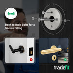 Flores Satin Brass Lever on Rose Door Handle Kit - Medium Duty FD30/60 - 80mm Sashlock - tradefit - 3