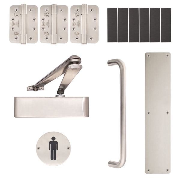 Fire Door Kit - Male Toilet Entrance - Severe Duty - Satin Stainless Steel - tradefit - Featured Image