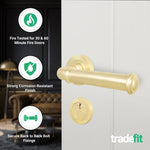 Claro Satin Brass Lever on Rose Door Handle Kit - Medium Duty FD30/60 - 80mm Euro Sashlock and Double Cylinder - Keyed to Differ - tradefit - 2