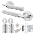 Mode-Grip Polished Chrome Lever on Rose Door Handle Pack - Euro Lock & Thumbturn Cylinder
