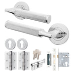 Mode - Grip Polished Chrome Lever on Rose Door Handle Pack - Euro Lock & Thumbturn Cylinder - tradefit - 1