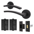 Euroda-Plus Black Lever on Rose Door Handle Pack - Latch