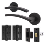 Euroda - Plus Black Lever on Rose Door Handle Pack - Latch - tradefit - 1