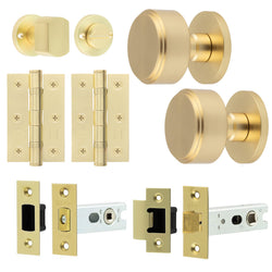 Temara Satin Brass Mortice Door Knob Kit - 76mm Bathroom Deadbolt - tradefit