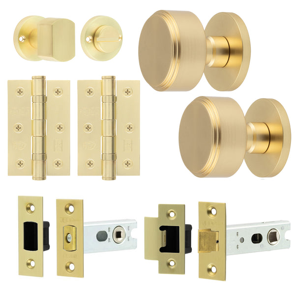 Temara Satin Brass Mortice Door Knob Kit - 76mm Bathroom Deadbolt - tradefit - Featured Image