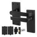 Straight Pattern Black Door Handle Pack - 76mm Latch