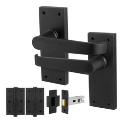 Straight Pattern Black Door Handle Pack - 64mm Latch - tradefit