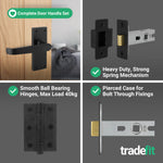 Straight Pattern Black Door Handle Pack - 76mm Latch - tradefit - 5