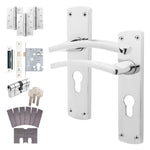 Euroda - Plus Polished Chrome Fire Door Handle Pack - Euro Lock & Double Cylinder - tradefit - 1