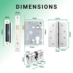 Euroda - Plus Polished Chrome Fire Door Handle Pack - Euro Lock & Double Cylinder - tradefit - 5