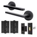 Euroda Black Lever on Rose Door Handle Pack - Latch