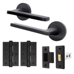 Euroda Black Lever on Rose Door Handle Pack - Latch - 1
