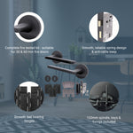 Euroda Black Lever on Rose Fire Door Handle Pack - 3 Lever Lock - FD30/60 - tradefit - 3