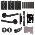 Santana Matt Black Lever on Rose Door Handle Kit - Medium Duty FD30/60 - 80mm Euro Sashlock and Thumbturn Cylinder - Master Keyed