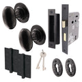 Tudor Black Iron Oval Mortice/Rim Door Knob Kit - 80mm Sashlock