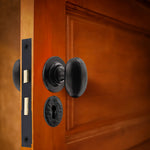 Tudor Black Iron Oval Mortice/Rim Door Knob Kit - 80mm Sashlock - tradefit - 5