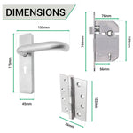Round Bar 19mm Safety Return To Door 5 Lever Lock Pack - 175 x 44mm - 76mm Lock x 102mm Hinges - Satin Stainless - tradefit - 4